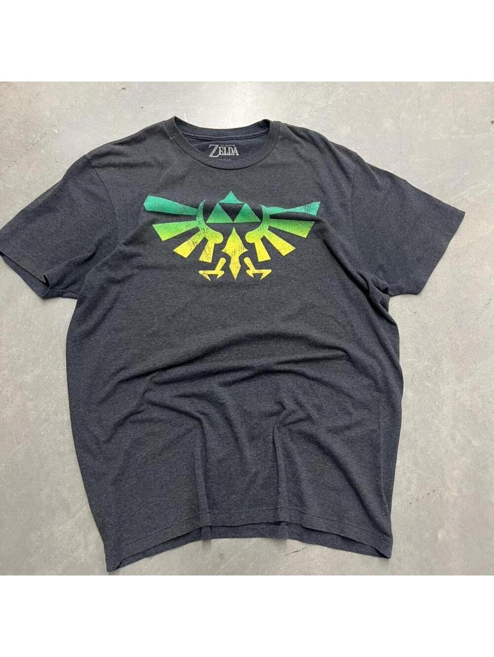 Y2K Legend of Zelda Triforce Graphic T Shirt Men’s Large Black Nintendo